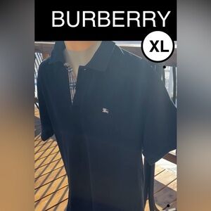 Flawless BURBERRY Upscale Black Polo W/ NOVA CHECK Details🎁Gifting Condition! XL